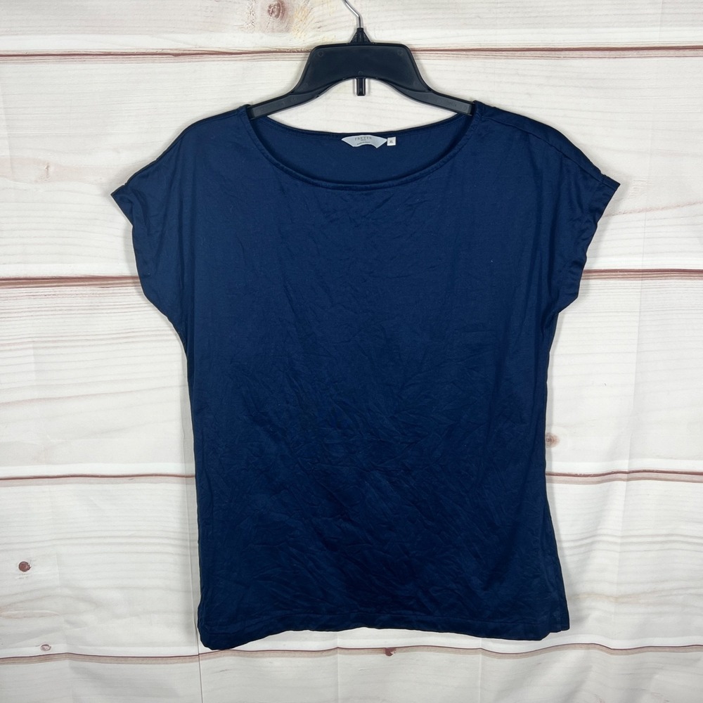 Frette 1860 Top Womens XL Blue Dolman Sleeve T-Shirt Boat Neck Solid Pullover